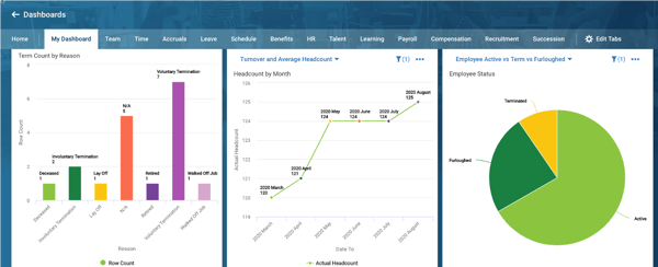 Dachboard Charts in the Time and Labor Solution