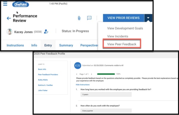 OnePoint Performance Peer Feedback 