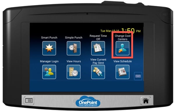 OneTouch Clock Cost Centers Change
