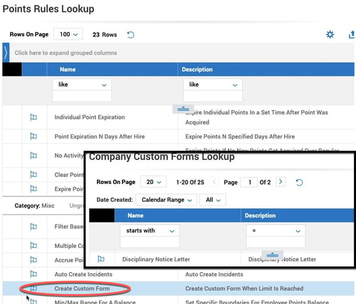 Time and Labor Points Rules and Custom Forms Trigger