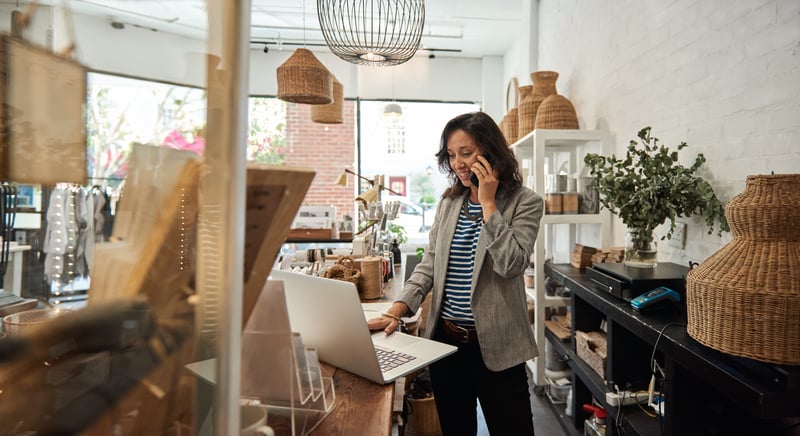 retail businesswoman on phone
